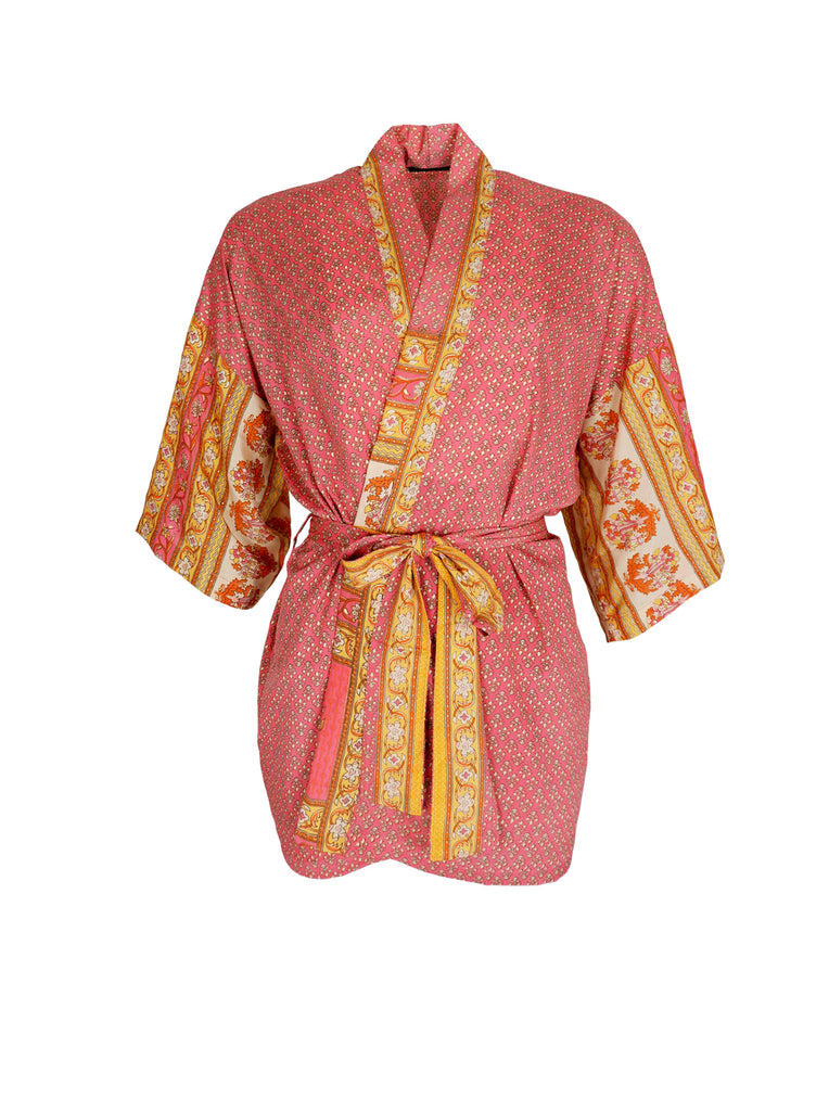 BCLUNA short kimono - Pink Yellow - Black Colour