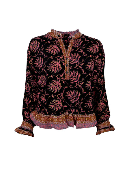 BCLUNA Ruffle blouse - Black Oak - Black Colour