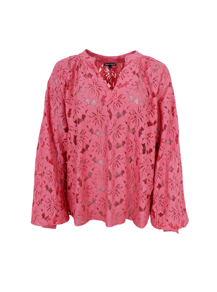 BCNELLY flower blouse - Coral Pink - Black Colour