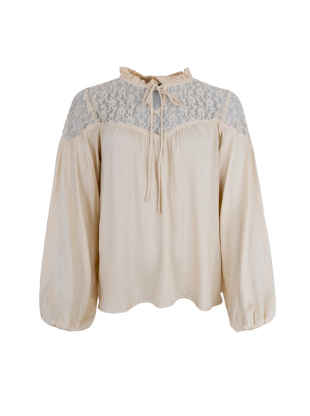 BCKIRBY satin lace blouse - Champagne - Black Colour
