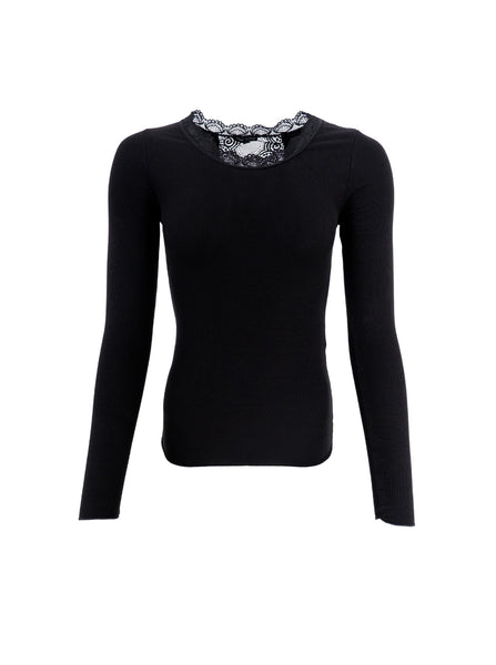BCIVY rib L/S blouse - Black - Black Colour