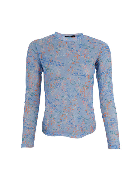 BCFLORENCE mesh blouse - Blue Flower - Black Colour