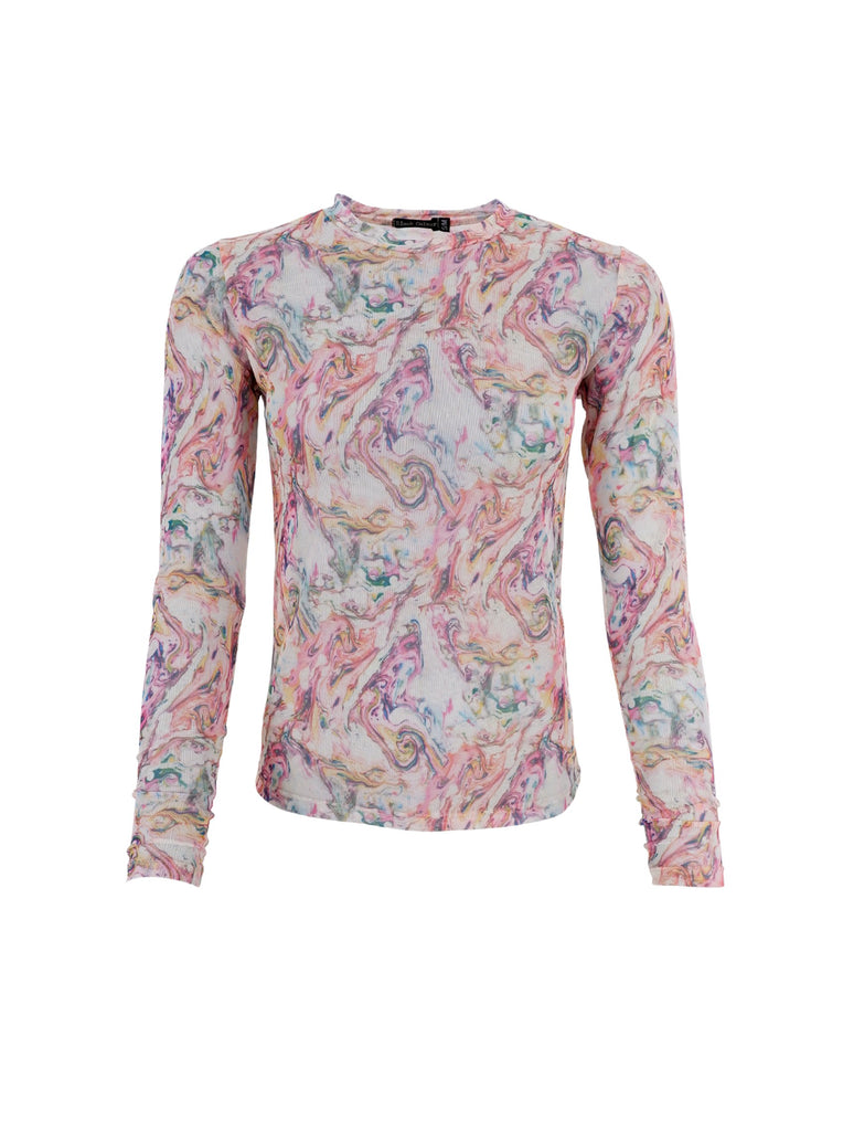 BCFLORENCE mesh blouse - Marble Multi - Black Colour