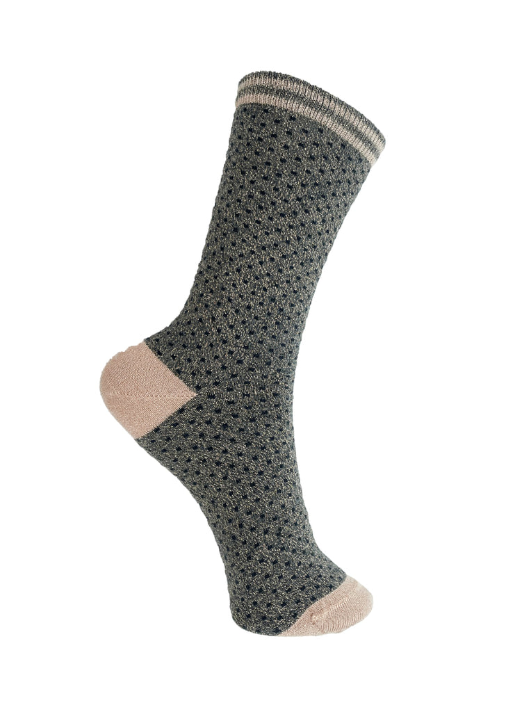 BCLolly dot sock - Grey Gold - Black Colour
