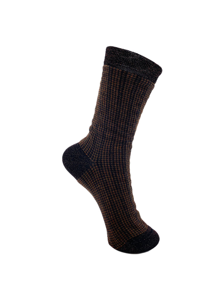 BCWALES check sock - Brown - Black Colour