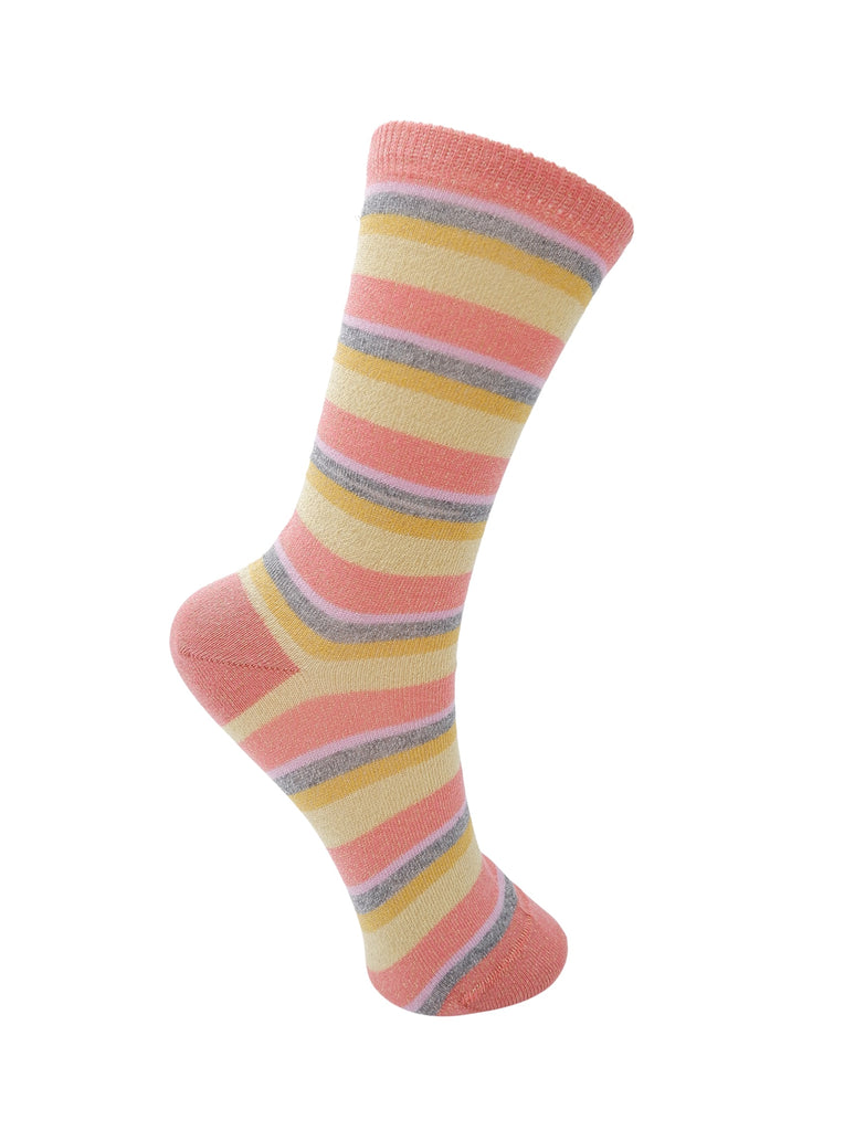 BCBRANDI striped sock - Coral - Black Colour