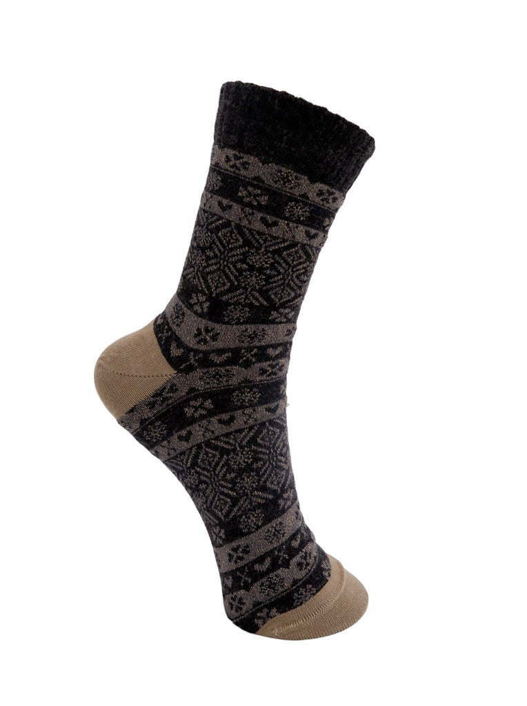BCCRYSTAL wool mix sock - Grey/Gold - Black Colour