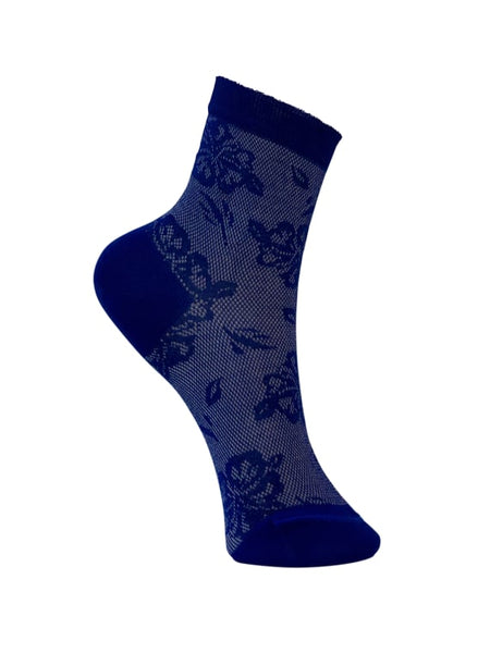 BCFLOWER anclet sock - Royal Blue - Black Colour