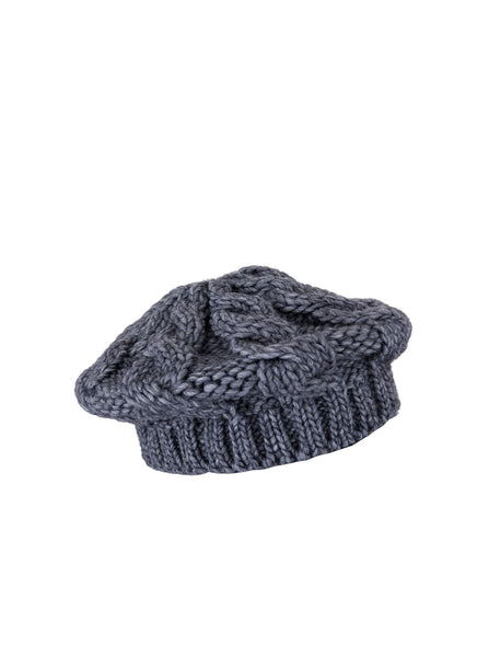 BCBERNADETTE knitted baret hat - Grey - Black Colour