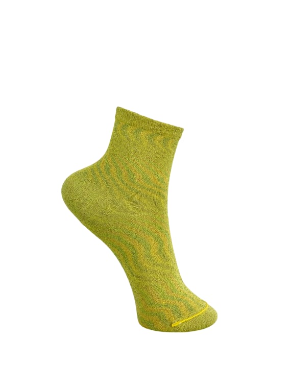 BCLurex sneaker sock - Lime Yellow - Black Colour