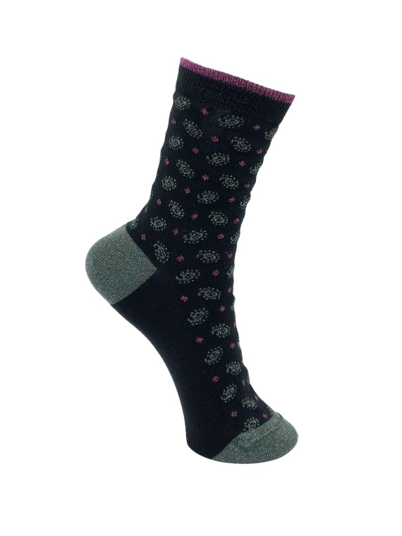 BCRINA paisley dot sock - Black - Black Colour
