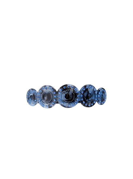 BCIVALU rhinestone barette hair clip - Blue Marble - Black Colour
